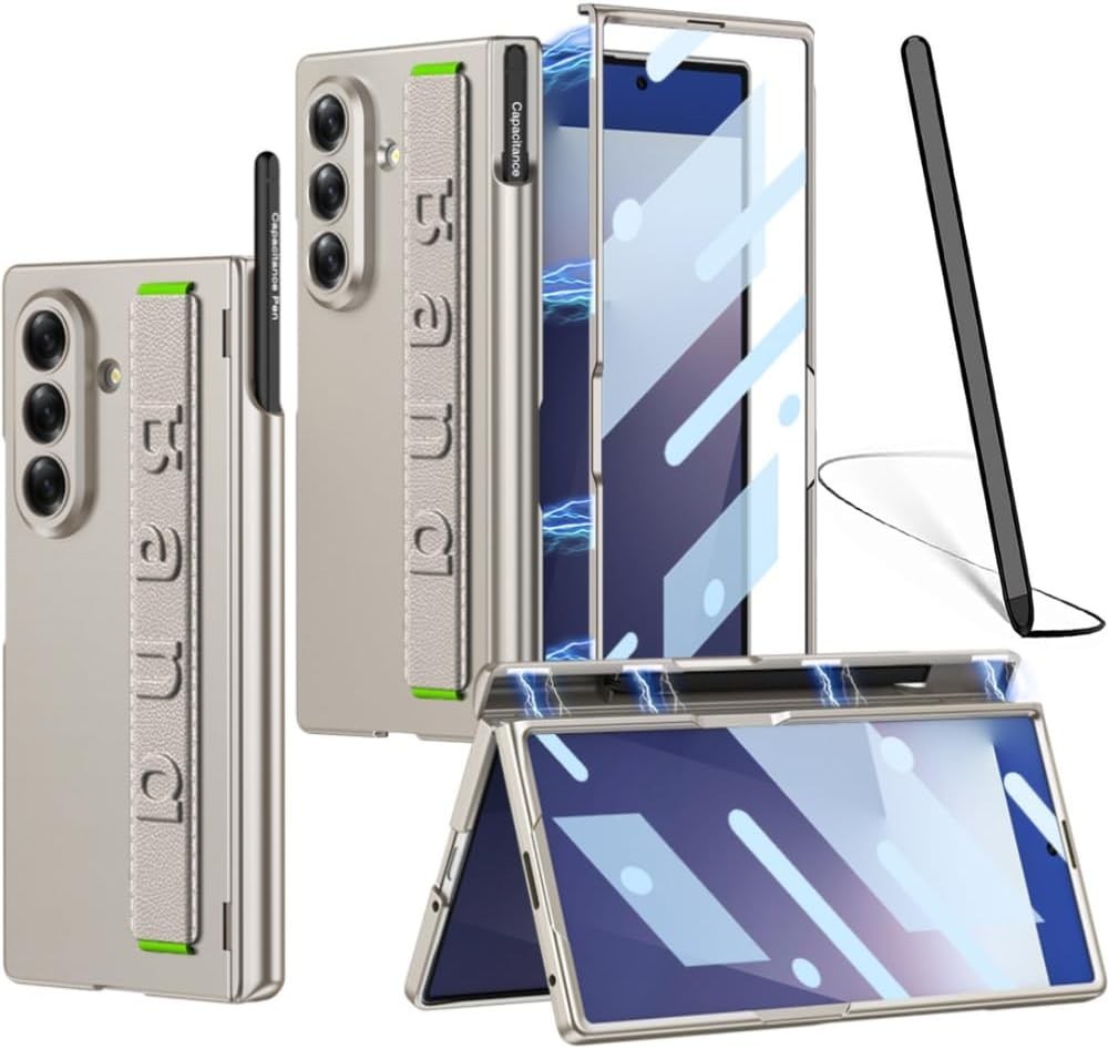 Carbon Fiber Strap for Samsung Galaxy Z Fold 7 Case with S Pen Holder & Stylus