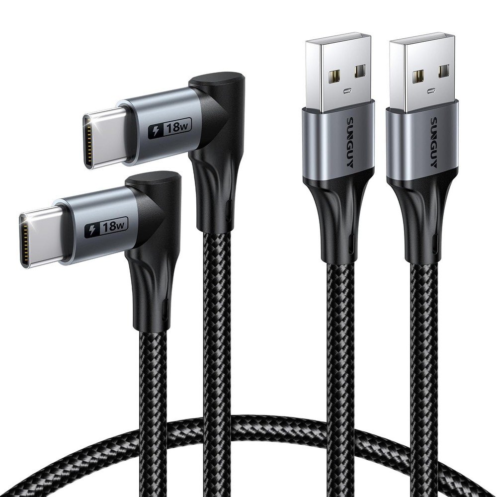 Right Angle USB C Cable 2Pack, [2FT/0.6m] Short 90 Degree USB-A to USB-C 2.0