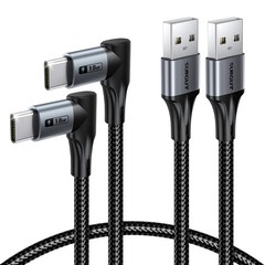 Right Angle USB C Cable 2Pack, [2FT/0.6m] Short 90 Degree USB-A to USB-C 2.0