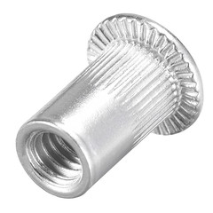 #8-32 Rivet Nuts Aluminium Alloy Knurled Flat Head Threaded Insert Nut Silver 50