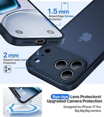 iPhone 17 Pro Case – Military Grade Shockproof, Ultra Slim, Matte Blue