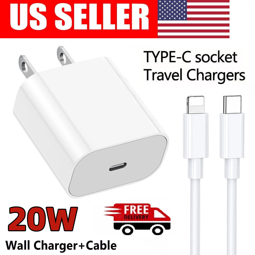 20W Fast Charger PD Adapter & USB-C Cable For iPhone 8/11/12/13/14 XR X Pro iPad