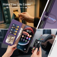 Dark Purple Wallet Case for Samsung Galaxy A36 5G/A56 5G, RFID Blocking Card Hol