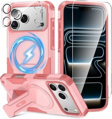 3 in 1 for iPhone 17 Pro Max Case, Invisible Kickstand, HD Screen Protector, Cam