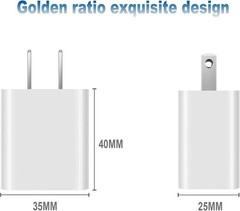 Dual Port USB Wall Charger Block 2-Pack Power Adapter Cube Plug Charging Brick