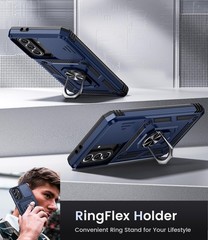 Samsung Galaxy A36 A56 5G Case with Camera Cover & Kickstand Ring, Blue
