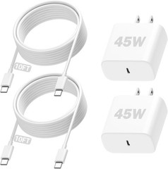 45W Super Fast Charger for Samsung Android Phone, 10FT USB C to C Cable 2Pack