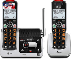 AT&T BL102-2 DECT 6.0 2-Handset Cordless Phone for Home with Answering Machine,