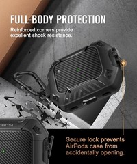 Shockproof Hard Shell Case for AirPods Pro 2, Compatible with 2nd Gen, Black