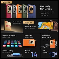 FOSSiBOT F112 PRO 5G Rugged Phone Android 14 Mobile Waterproof Dual SIM Global