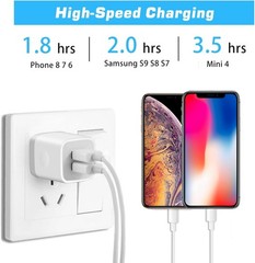 4-Pack Dual Port USB Wall Charger 2.1A Power Adapter Cube Plug for Charging
