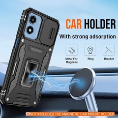 Motorola Moto G Play 2024 Case with [2 Pack] HD Screen Protector & Slide Camera