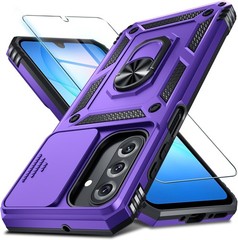 Heavy Duty Purple Case for Samsung Galaxy A17 5G with Kickstand & Lens Cover