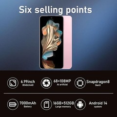 16PROMA X Unlocked Phone,8+256GB Smartphone, Android – Pink