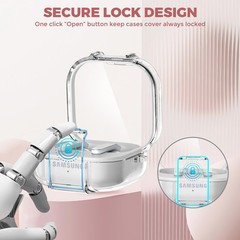 Clear Locking Case with Kickstand for Samsung Galaxy Buds 4 / Buds4 Pro 2026