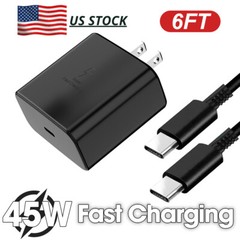 45W Super Fast Wall Charger + USB 6FT Cable For Samsung Galaxy S20 S23 S22 S21