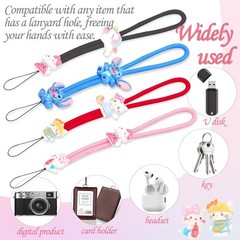 4Pcs Adjustable Nylon Wristlet Lanyards Phone Charm Wrist Strap with Cute Cartoo