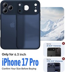 iPhone 17 Pro Case – Military Grade Shockproof, Ultra Slim, Matte Blue