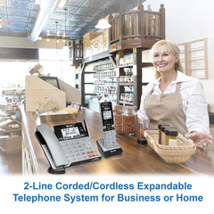 TL86103 2-Line Corded/Cordless Phone System for Small Business with Answering Ma