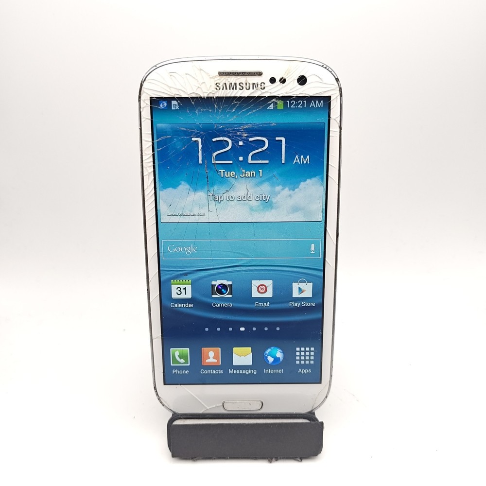 Samsung Galaxy S3 SGH-T999 Smartphone (T-Mobile) – 16GB White – CRACKED #3588