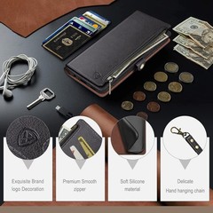 iPhone 17 Pro Max 6.9&Prime; Wallet case with Zipper Credit Card Holder, Flip Folio Co