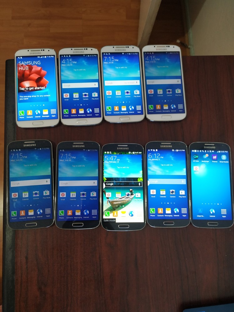 Lot of 9 Samsung Galaxy S4 16GB SCH-I545 (6pc )and SGH-M919 (2pc )and SPH-L720T