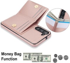 Samsung Galaxy S22 Case Wallet with Card Holder, 360° Rotation Ring Holder Cover