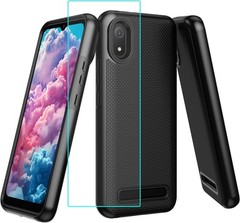 Cloud Mobile Stratus C8 Phone Case with Screen Protector, Heavy Duty Black Cover