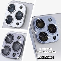 2 Pack Camera Lens Protector for iPhone 13 Pro/Max, Aluminum Alloy & Tempered Gl