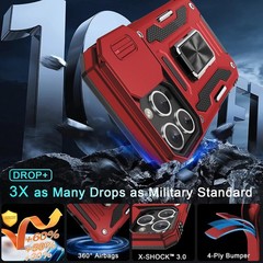 Case for iPhone 16 Pro Max with Slide Camera Cover and Screen Protector, Red