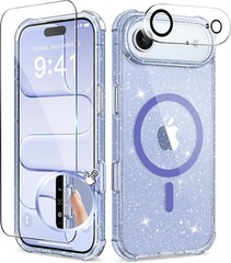 Clear Glitter Shockproof Phone Case for iPhone 17 Air 6.5&Prime;, Sparkle Blue