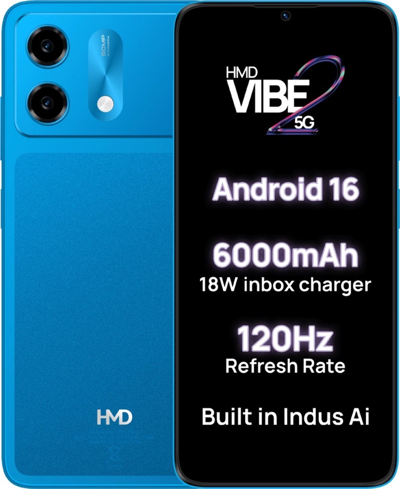 HMD VIBE2 5G (Blue, 4 GB+128GB ) Unlocked Dual SIM Smartphone 6.7&Prime; HD+ 120Hz