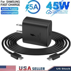 45W Type USB Super Fast Wall Charger W/6ft Cable for Samsung Galaxy S23 S22 S21+