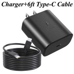 45W Type USB-C Super Fast Wall Charger+6ft Cable for Samsung Galaxy S23 S22 S21