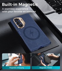 Leather Case for Samsung Galaxy Z Fold 7 with Hinge Protection and 2 X Privacy S