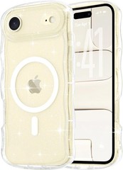 Magnetic for iPhone Air Case Clear, Sparkly Bling Glitter Cute Curly Wave Cover