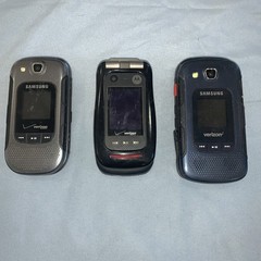 3 Samsung Verizon Flip Cell Phone Lot Parts Used Vintage