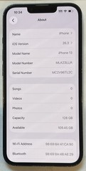 TESTED USED GSM UNLOCKED MIDNIGHT iPhone 13, 128GB A2482 MLA23LL/A 91% BATTERY.
