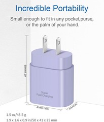 25W USB-C Fast Charger Adapter for iPhone 17, Samsung Galaxy S25/S24