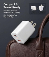 3 Pack 65W USB-C Fast Charger Wall Adapter for Laptop, Phone, Tablet 1.2m+0.6m
