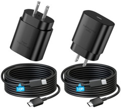 2 Pack Galaxy S24 Ultra/S23/S22/Z/Fold4/Flip4 25W USB Type-C Cable Fast Charger