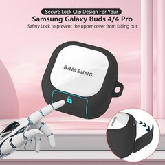 Clear Shockproof Case with Secure Lock for Samsung Galaxy Buds 4 Pro, Stand Incl