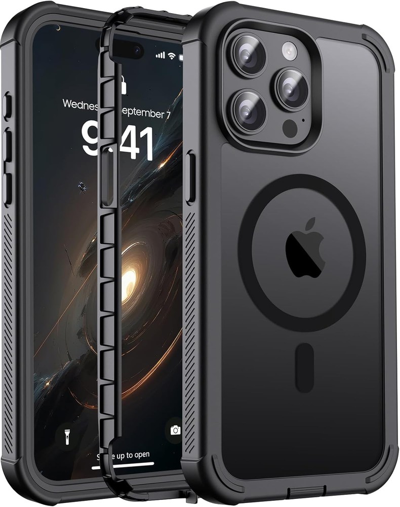 Magnetic for iPhone 15 Pro Max Case, Heavy Duty Protection, Shockproof Bumper