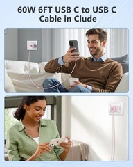 25W USB-C Fast Charger Wall Adapter for iPhone 17 16 15 Plus, 6FT Cable
