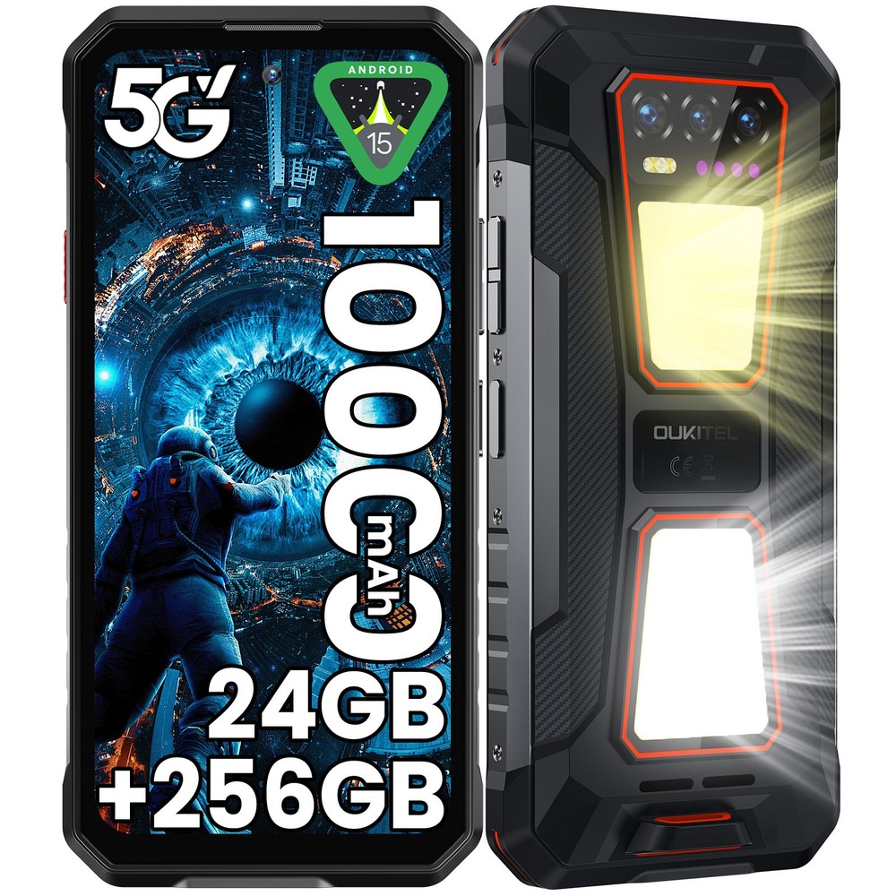 OUKITEL WP58 Pro 5G Rugged Smartphone 1000LM Camping Light 24GB+256GB Android 15