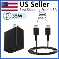 35W PD Power Adapter Duo Wall Charger+3ft charging Cable For Samsung S23 S22 S21
