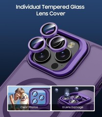 iPhone 16 Pro Max Case, Built-in Camera Ring Stand, Translucent Matte Purple