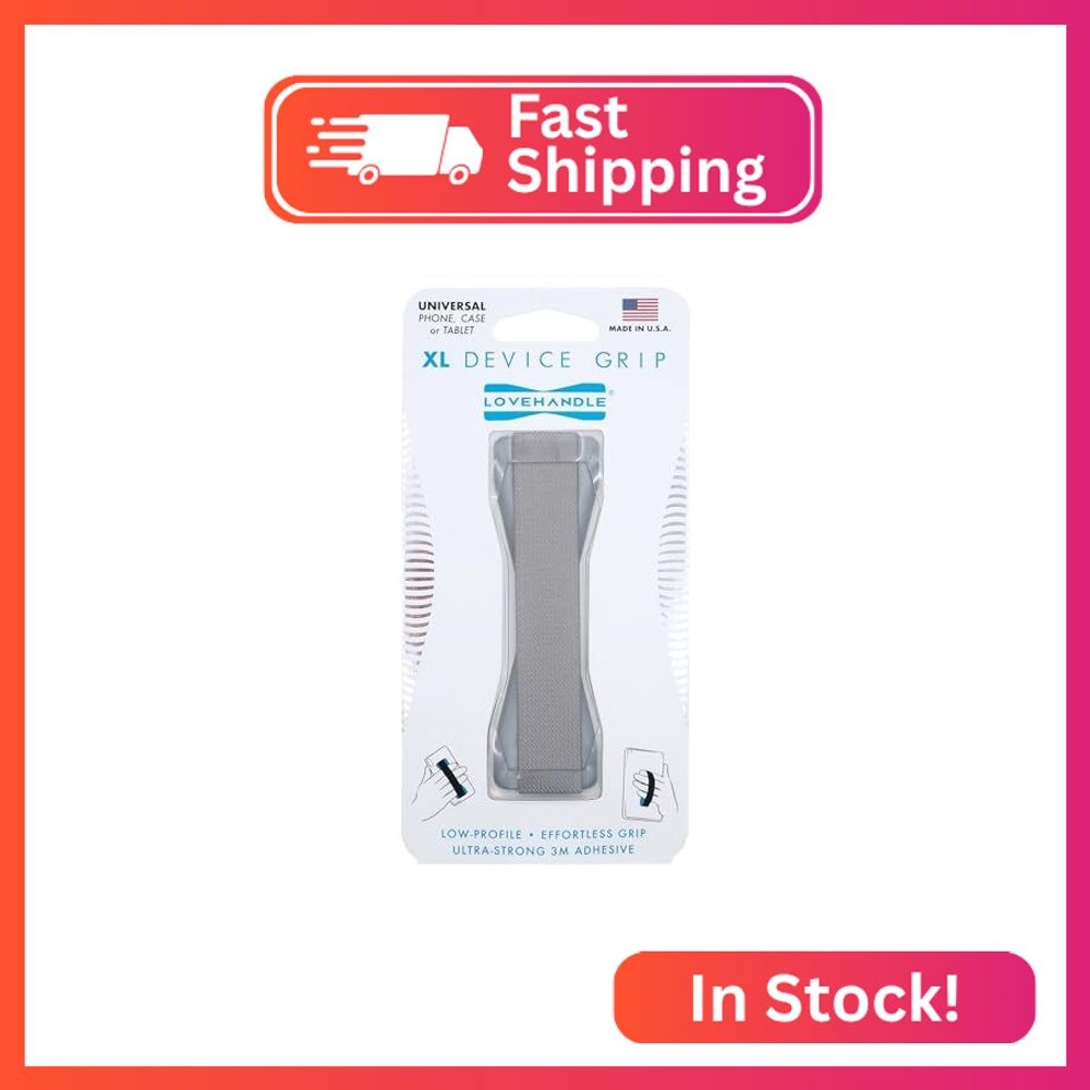 LOVEHANDLE Tablet/XL Grip for Most Tablets and Large Smartphones- Solid Silver