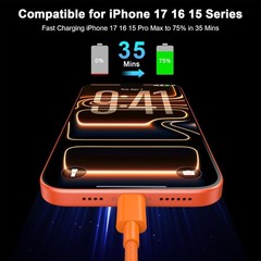 6FT USB-C Fast Charging Cable 60W for iPhone 17/17 Pro/17 Pro Max and More
