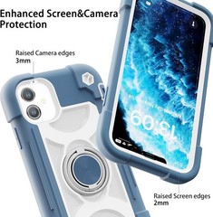 iPhone 11 Case 6.1 Inch with Ring Stand and 2 Pack Glass Screen Protector